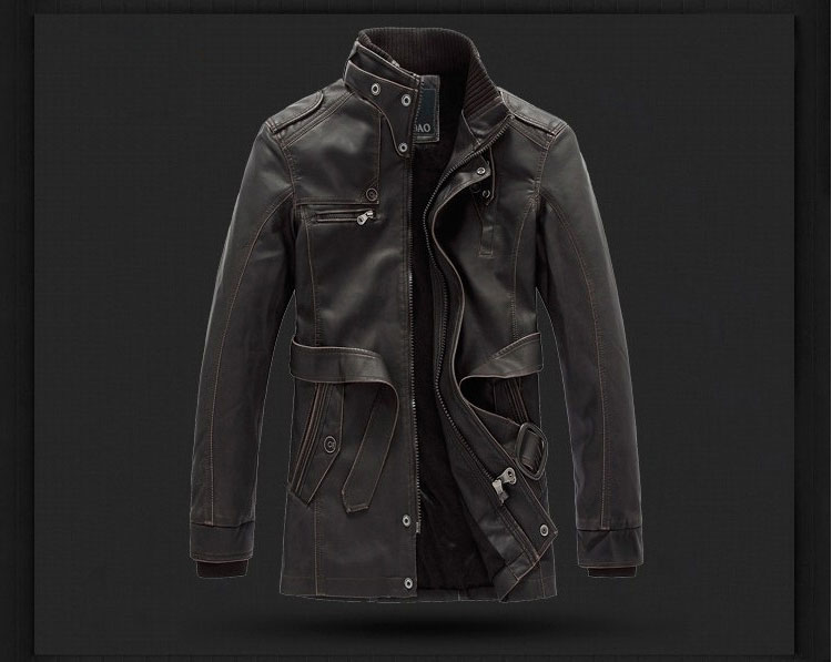 New 2016 men clothing Pu Leather jacket Winter coat motorcycle leather jackets cultivate one's morality trench coat high quality