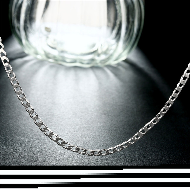 Best gift 4MM Sideways Necklace sterling silver plate necklace STSN132,discount fashion 925 silver Chains necklace factory direct sale