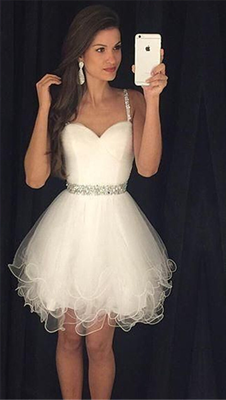 Organza Material Popular Homecoming Dresses School Wear Sexy Short Knee Legnth Party Dress With Crystal Beaded Stones Sash Homecoming Dress