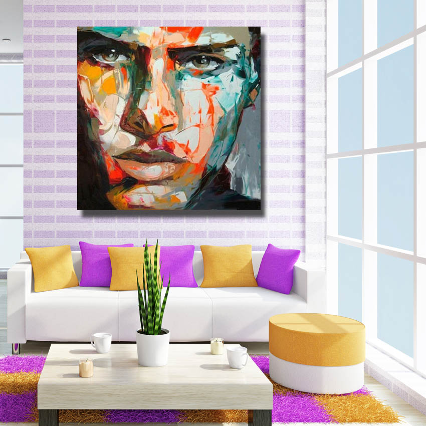 Handsome Modern Wall Painting Man Face Oil Painting Wall Decor Hand Painted Painting on Canvas No Framed - view 6