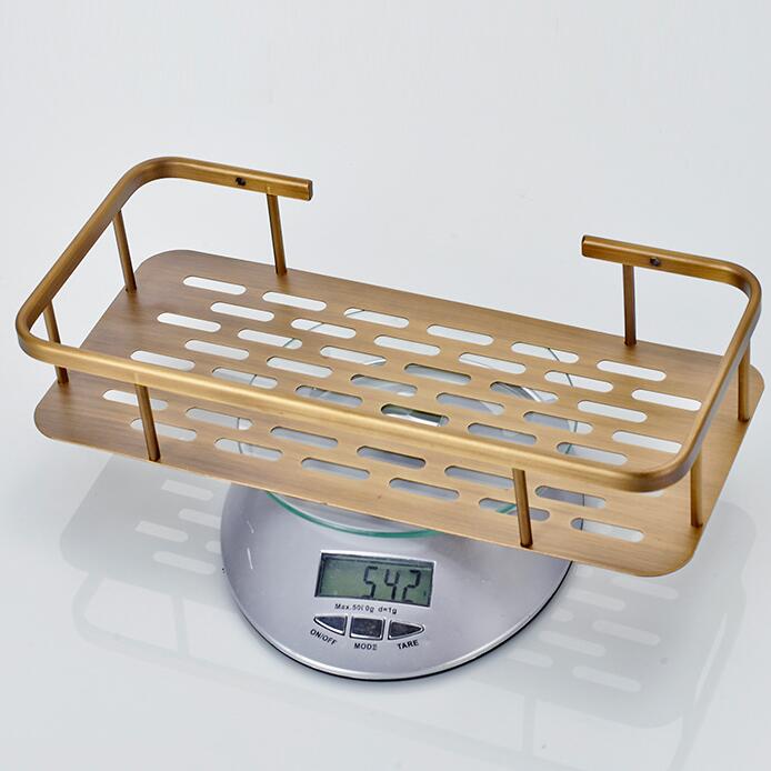 Home Organizer Kitchen Bath Shower Shelf Storage Basket Holder Wall Mounted Brass Antique Finishes Bathroom Hardware2573318