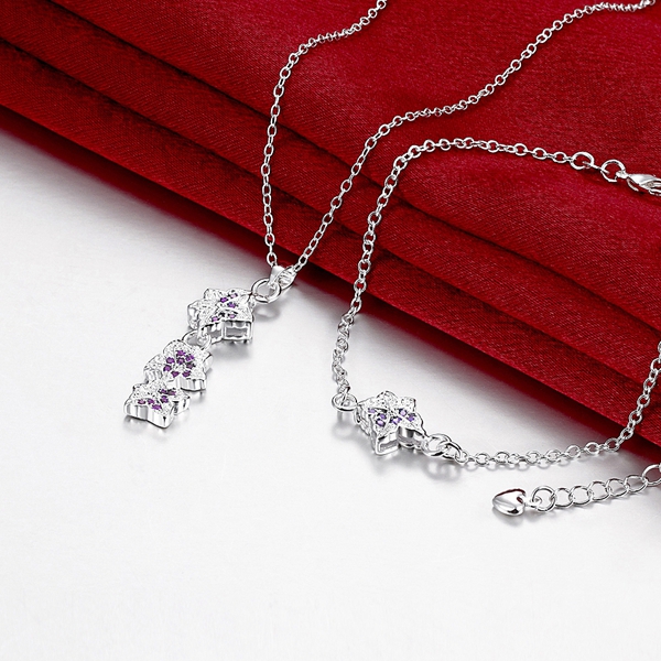 Christmas gift fashion 925 silver necklace bracelet Leaves jewelry sets STSS031A sterling silver blue gemstone rings fit women wedding