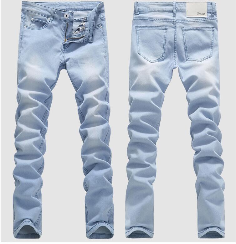 Wholesale-2016 Jeans Men Cotton feet pants Denim Fitness Trousers Fashion Solid Jeans For Men,Euro size 28''-34''