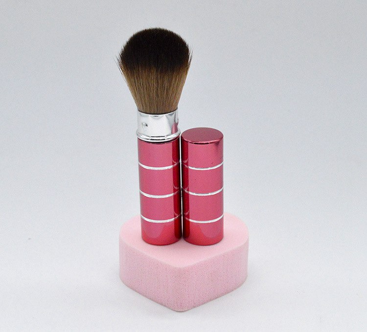 Metal telescopic brush blusher brush 6 colors 1 piece cosmetic brush with Nylon and metal handle with retal packing.