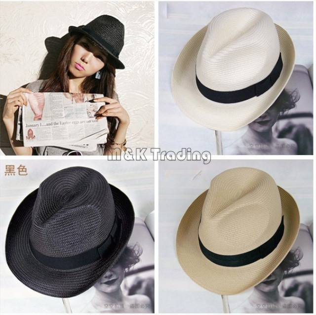 Wholesale Straw Panama Hats Sun Protection Stingy Brim Hat 15 Colors Mixed Vogue Caps Choose Free Ship