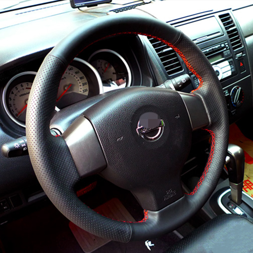 Steering wheel cover Case for NISSAN TIIDA old model Nissan NOTE Genuine leather DIY Car styling Leather steering wheel cover