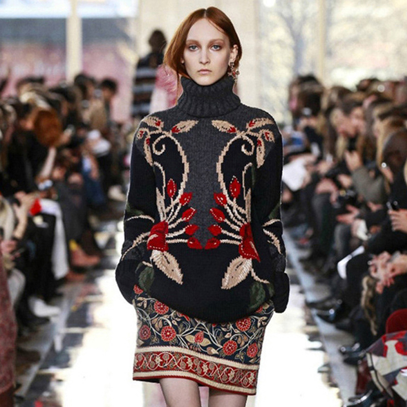 Wholesale- Ecombird HIGH QUALITY Fashion 2017 Runway Designer Sweater Women's Long Sleeve Turtleneck Luxurious Embroidery Pullover Sweater, As pic
Wholesale- Ecombird HIGH QUALITY Fashion 2017 Runway Designer Sweater Women's Long Sleeve Turtleneck Luxurious Embroidery Pullover Sweater, As pic
