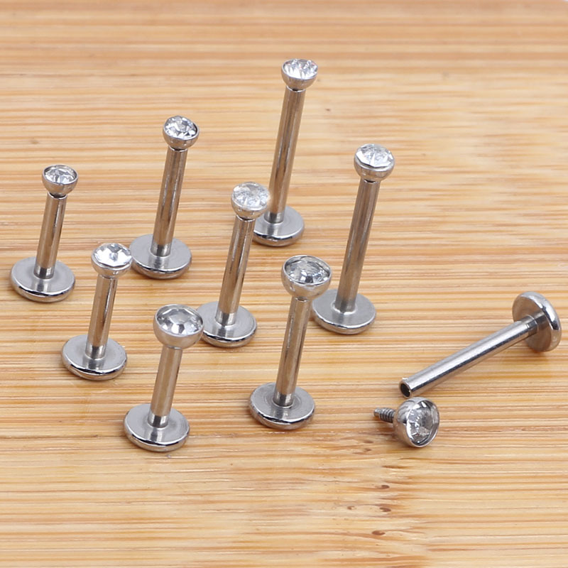 Mix 6810mm wholes 60pcslot Fashion Stainless Steel Internally Threaded Lip Piercing Labret Ring Body Jewelry Tragus Bar