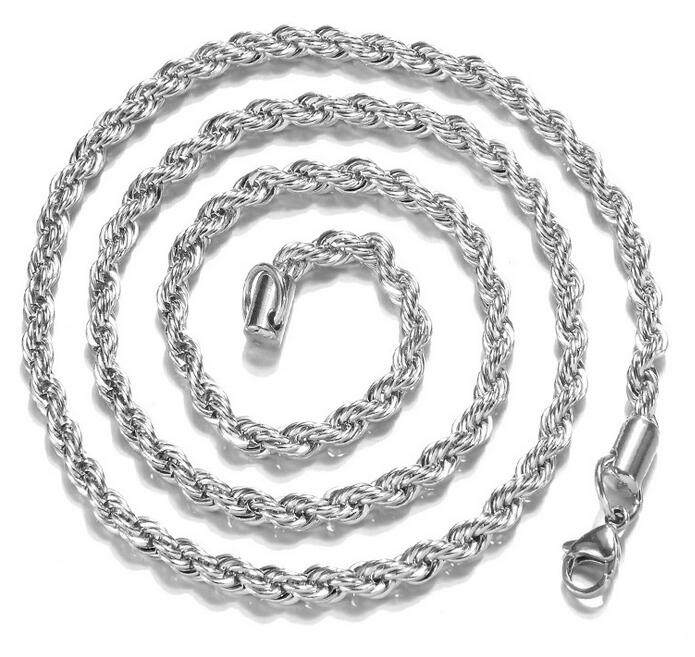 925 Sterling Silver Necklace Chains 2MM 16-30 inch Pretty Cute Fashion Charm Rope Chain Necklace Jewelry High Quality