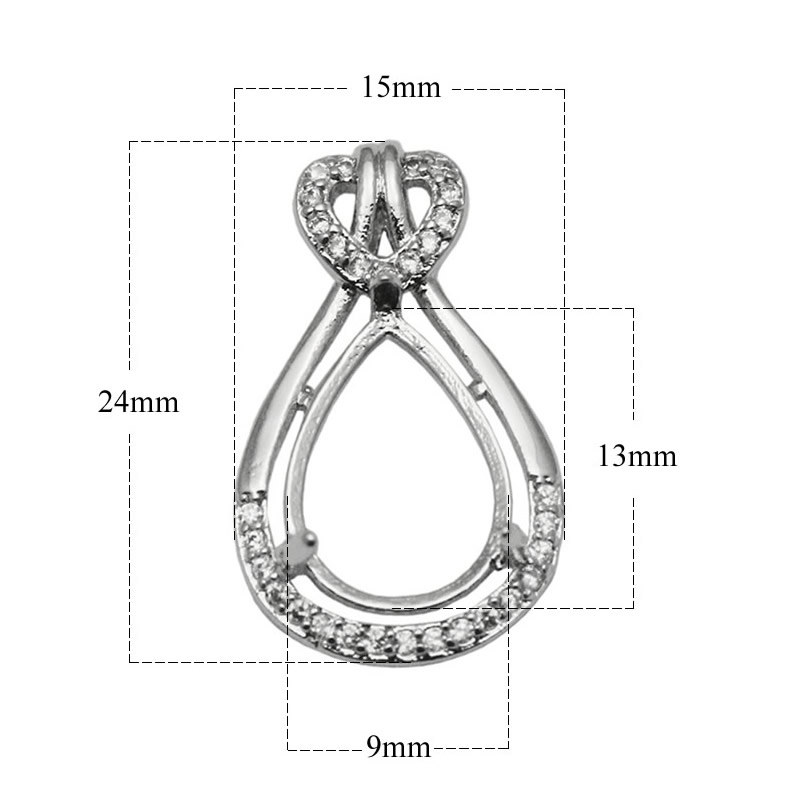 Beadsnice teardrop pendant blanks 925 sterling silver pendant setting for cabochons diy pendant tray jewelry supplies ID 34057