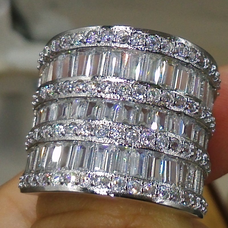 2025 Choucong Brand Jewelry Sterling Sier Full Topaz CZ Dia Gemstones Wedding Engagement Women Finger Ring gift Size5-11