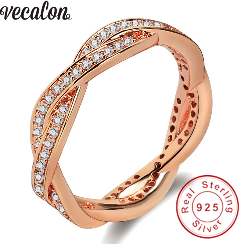 Vecalon 2 colors Cross Jewelry Women Finger ring Cz Diamond 925 Sterling silver Party wedding ring for women men Fashion