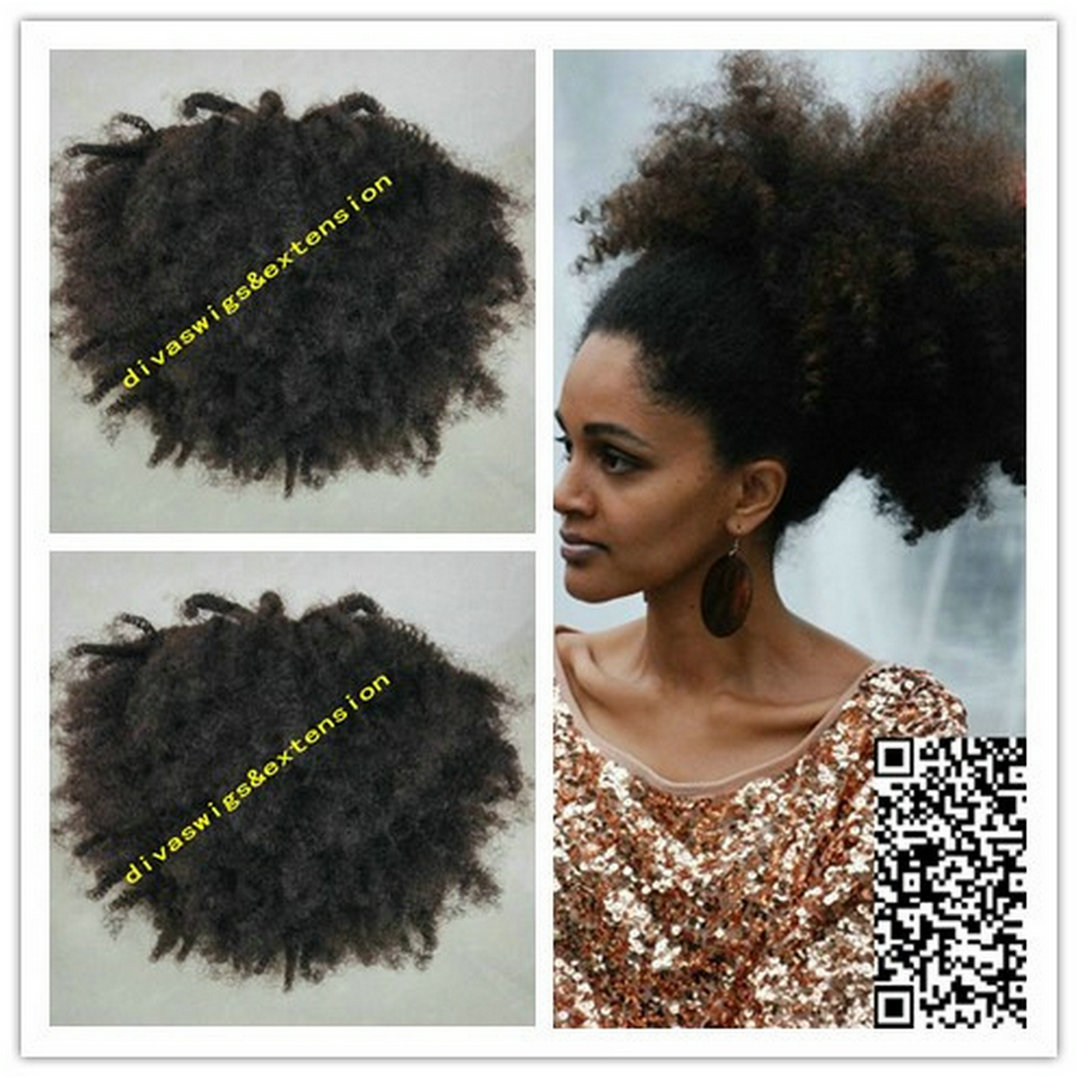 160g Natural hair puff, afro kinky curly drawstring human hair ponytails clip in virgin brazilian hair ponytail extension 14inch