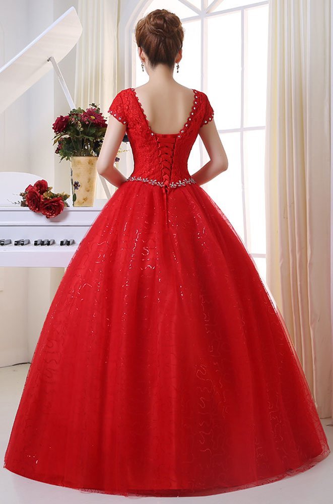 high quality red elegant organza wedding dresses ball gowns beading crystals wedding party dress bridal gowns q33