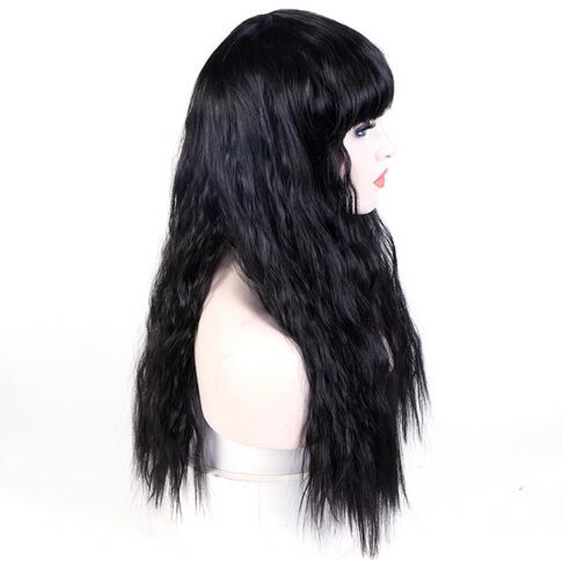 Women's Long Black Synthetic Water wave cosplay wig for good life