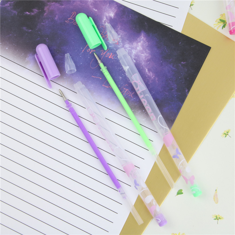 Wholesale-0.8mm Kawaii Candy Color Princess Style Multicolor Gel Ink Pen Escolar Stationery Papelaria School Office Supplies