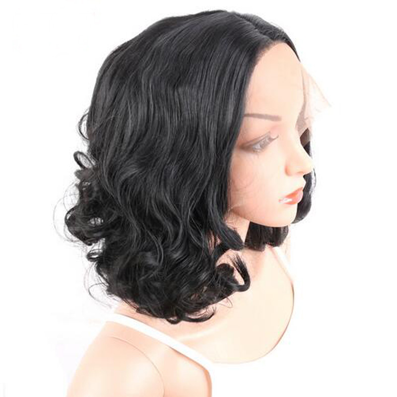 Medium Long Wavy Hair black Wig Middle part Halloween Heat Resistant Fashion Women Synthetic Free Wig Cap
