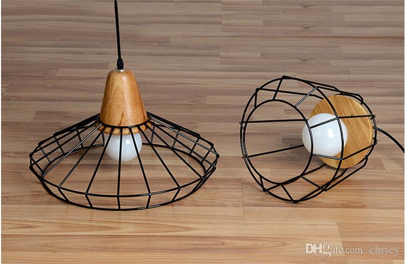 Loft Iron Pendant Light Vintage Industrial Lighting wooden chandeliers Bar Cafe Bedroom Restaurant Nordic Country Style Iron Hanging Light