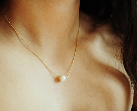10PCS Simple White or Ivory Pearls Necklace Cute Circle Round Pearl Shape Necklaces with Gold Silver Chain for Women Wedding Party