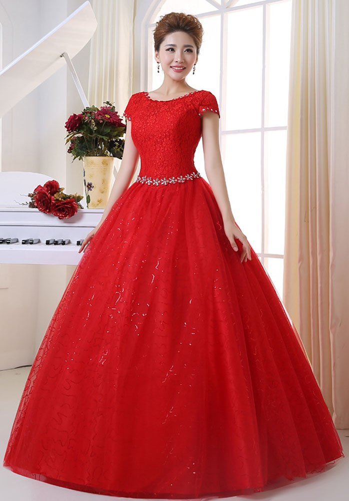 high quality red elegant organza wedding dresses ball gowns beading crystals wedding party dress bridal gowns q33