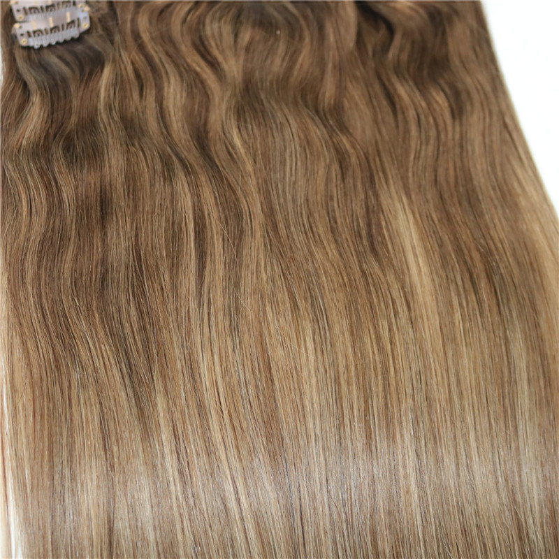Clip In Human Hair Extensions Brazilian Virgin Hair Three Tone Ombre Dye Color Balayage Blonde Highlights 9pcs 120gram