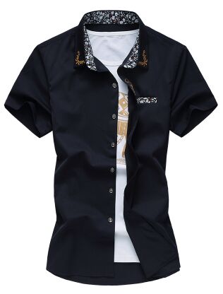 Wholesale-2016 Summer Men Shirt Short Sleeve Dress Shirts For Men M- 4XL 5XL 6XL 7XL Plus Size Roupas Camisa Masculina Mens Casual Blusas
