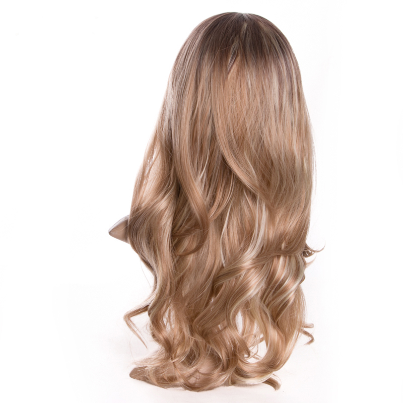 Fashion Long Wavy Hair Cosplay Blond Halloween Heat Resistant Fashion Women Synthetic wig Free Wig Cap