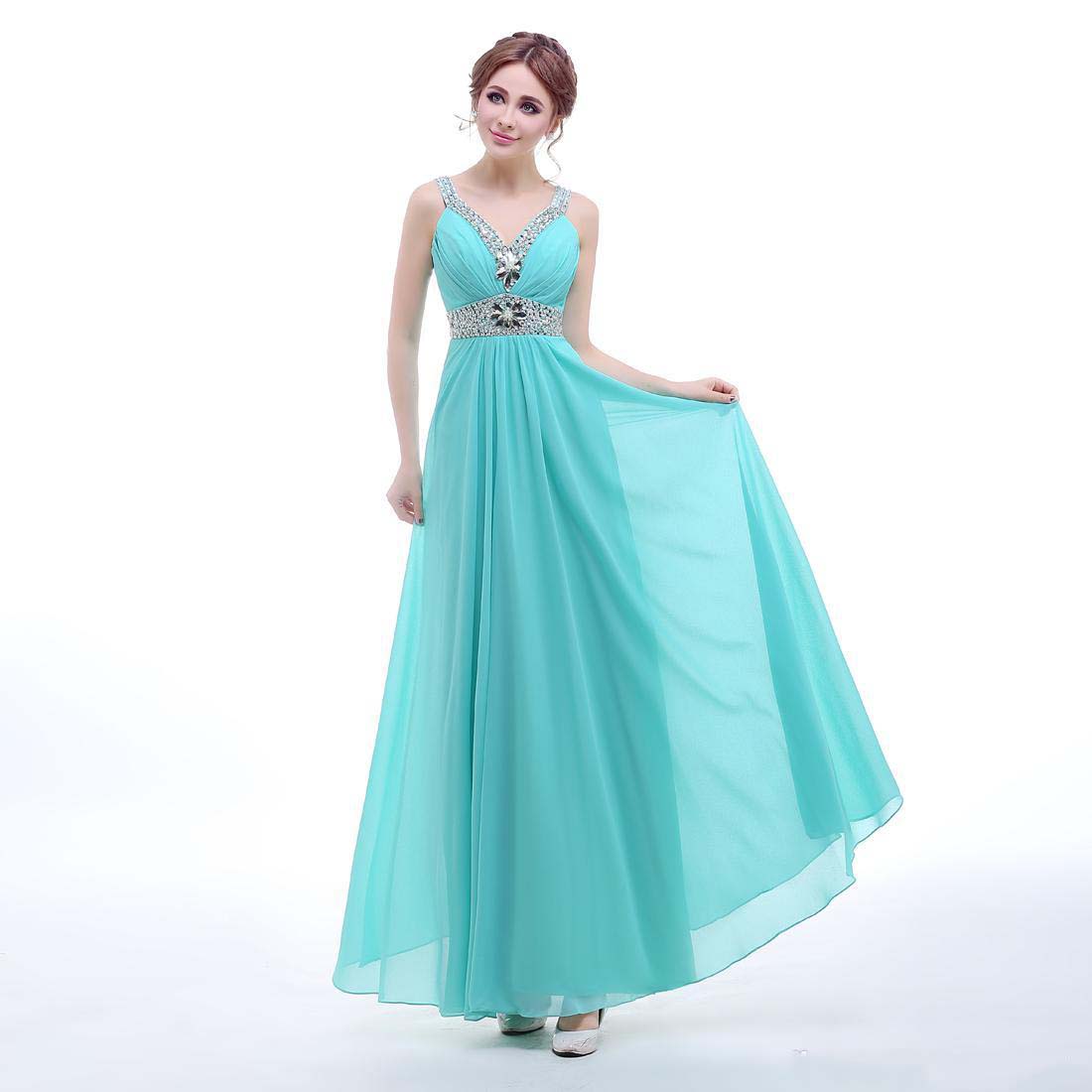 100 Real Picture Plus Size Bridesmaid Dresses Cheap Long V Neck Back With Straps Chiffon Long Maid Of Honor Dress Wear Prom Party