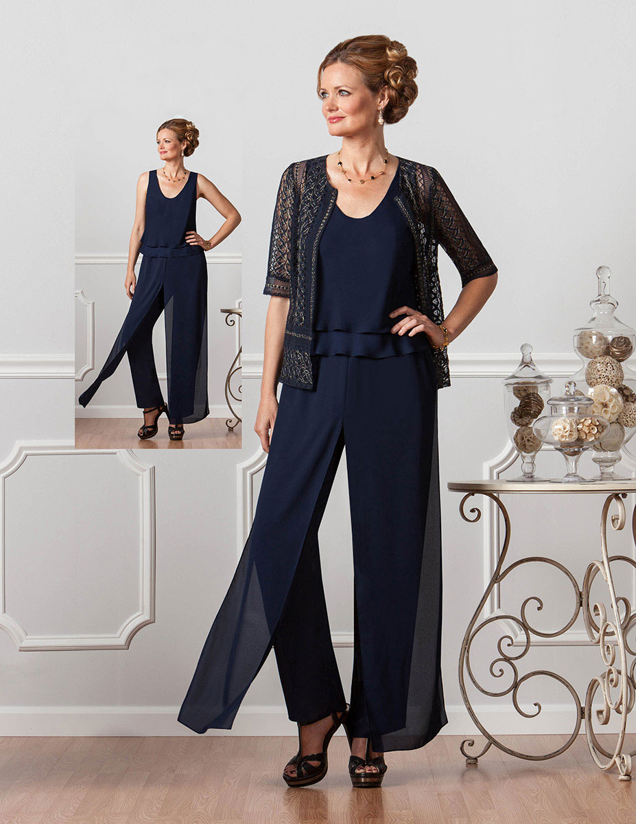 Dark Navy Three Pieces Mother Of The Bride Pant Suits With Jackets Custom Made Wedding Guest Dress Plus Size Chiffon Mothers Groom Dresses
Dark Navy Three Pieces Mother Of The Bride Pant Suits With Jackets Custom Made Wedding Guest Dress Plus Size Chiffon Mothers Groom Dresses