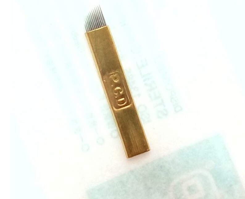 Permanent Eyebrow Makeup Manual Tattoo Bevel Blades 12 Needles for Microblding Pen s 100Pcs/lot