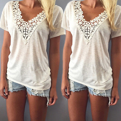 Wholesale-2016 New Fashion Women Summer Vest Top Short Sleeve Casual Tops T-Shirt Lace, White 
Wholesale-2016 New Fashion Women Summer Vest Top Short Sleeve Casual Tops T-Shirt Lace, White