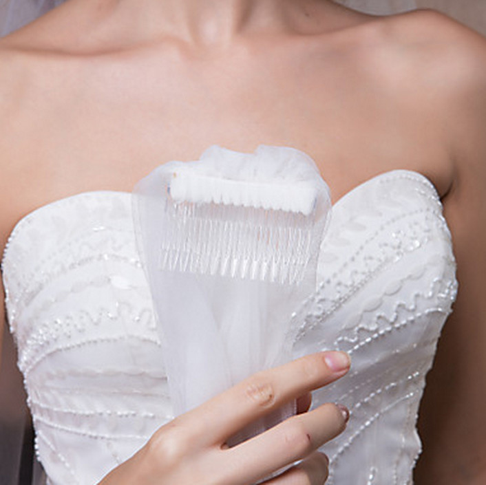 New high Quality Two Layer Sexy Romantic Elbow Beaded Edge veil With Comb Bridal Head Pieces For Wedding Dresses