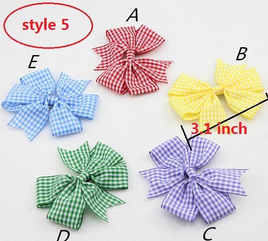 9 style available !Baby Girl Checkered Hair Bows Butterfly Gingham School Checked Hair Bow with Clip Hair accessories 50pcs/