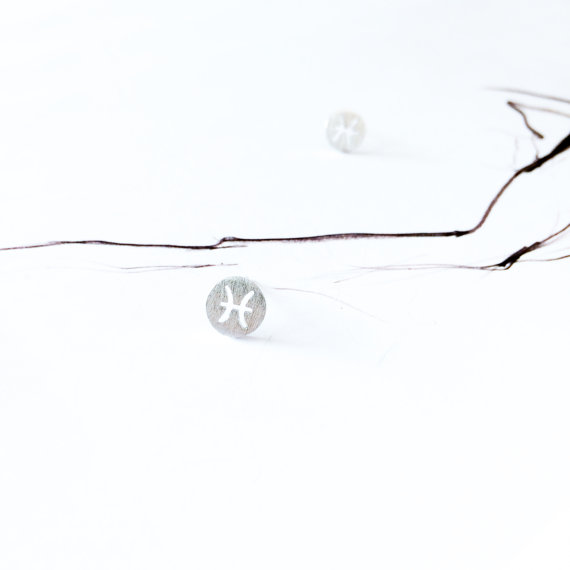 10Pair- S026 Zodiacal Pisces Earrings Signs Zodiac Constellation Earrings Horoscope Astrology Disc Coin Stud Earrings for Birthday Gifts