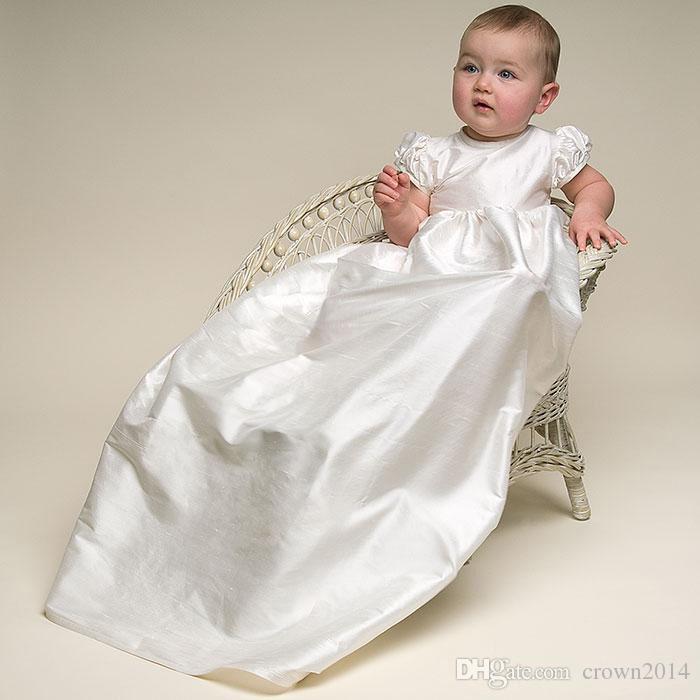 Lace White First Communion Dresses 2022 Short Sleeve High Collar Long Baby Party Birthday flower girl dress With Hat Real Picture