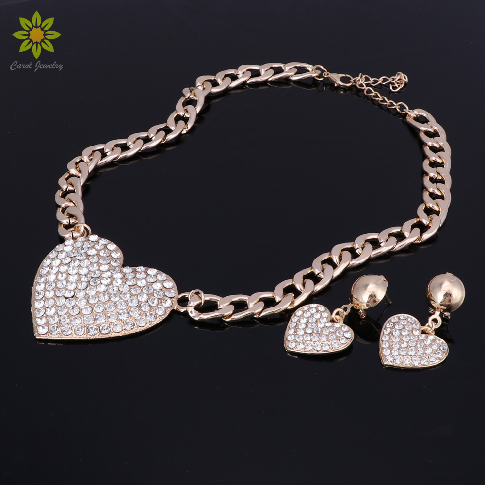 New Design Rhinestone Heart-Shaped Pendant Necklace And Earrings for Women Gold Plated Jewelry Set 2017 Hot Sale
New Design Rhinestone Heart-Shaped Pendant Necklace And Earrings for Women Gold Plated Jewelry Set 2017 Hot Sale