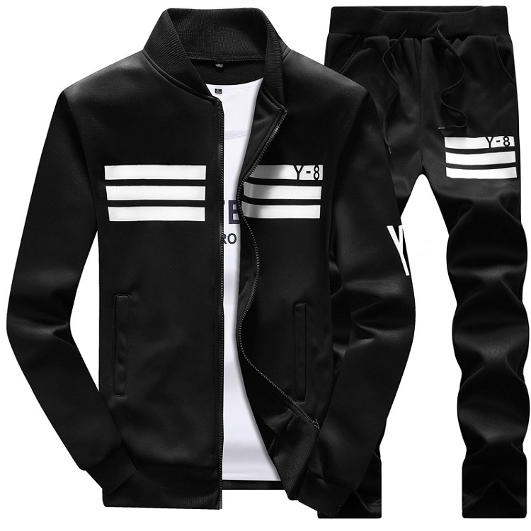 Wholesale-2016 New Men's Sportswear Hoodies Set Striped Zipper Men Sports Tracksuits Stand Collar Sweatshirts & Coats for Men 4XL,PA253
