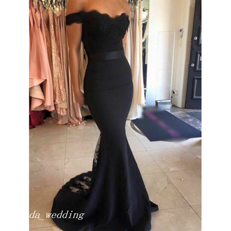 Convertible Guest Long Bridesmaid Dress Navy Blue Black Mermaid Lace Women Wear Formal Maid of Honor Dress For Wedding Party Gown Customized