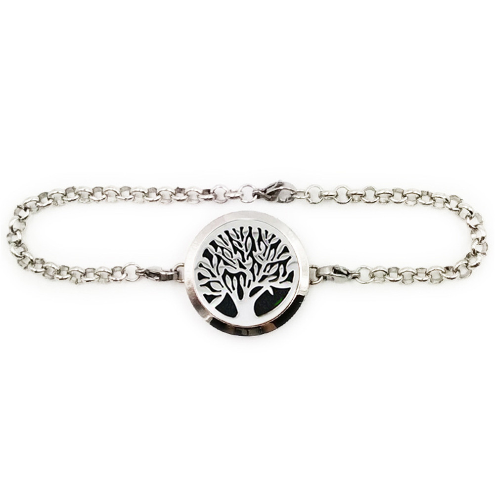 316L Stainless Steel Tree of Life Aromatherapy Bracelet Essential Oil Diffuser Locket with 6 Felt Pads, Silver
316L Stainless Steel Tree of Life Aromatherapy Bracelet Essential Oil Diffuser Locket with 6 Felt Pads, Silver
