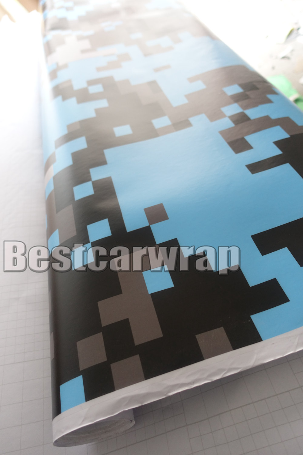 Baby Blue Digital Tiger Camo Vinyl Car Wrap foil With air bubble Free Blue Pixel Camouflage Graphics Car Sticker Film 1.52x10m/20m/30m /Roll