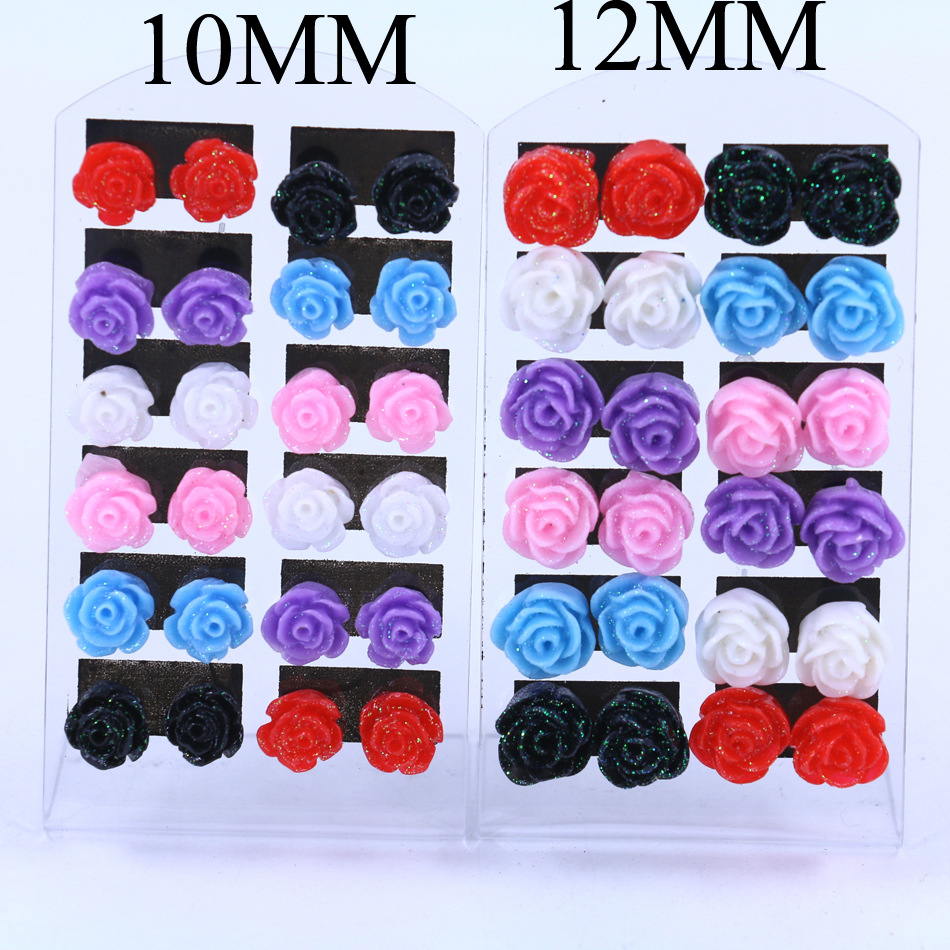 Mixed Colorful Resin Rose Flower Stud Earrings 10mm 12mm Plastic Rose Earrings Kids Earrings 12pairs/lot FE128
Mixed Colorful Resin Rose Flower Stud Earrings 10mm 12mm Plastic Rose Earrings Kids Earrings 12pairs/lot FE128