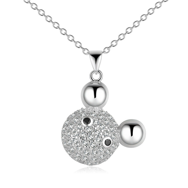 Free shipping bear pendant necklace white gemstone sterling silver plate necklace STSN541,hot sale fashion 925 silver necklace factory