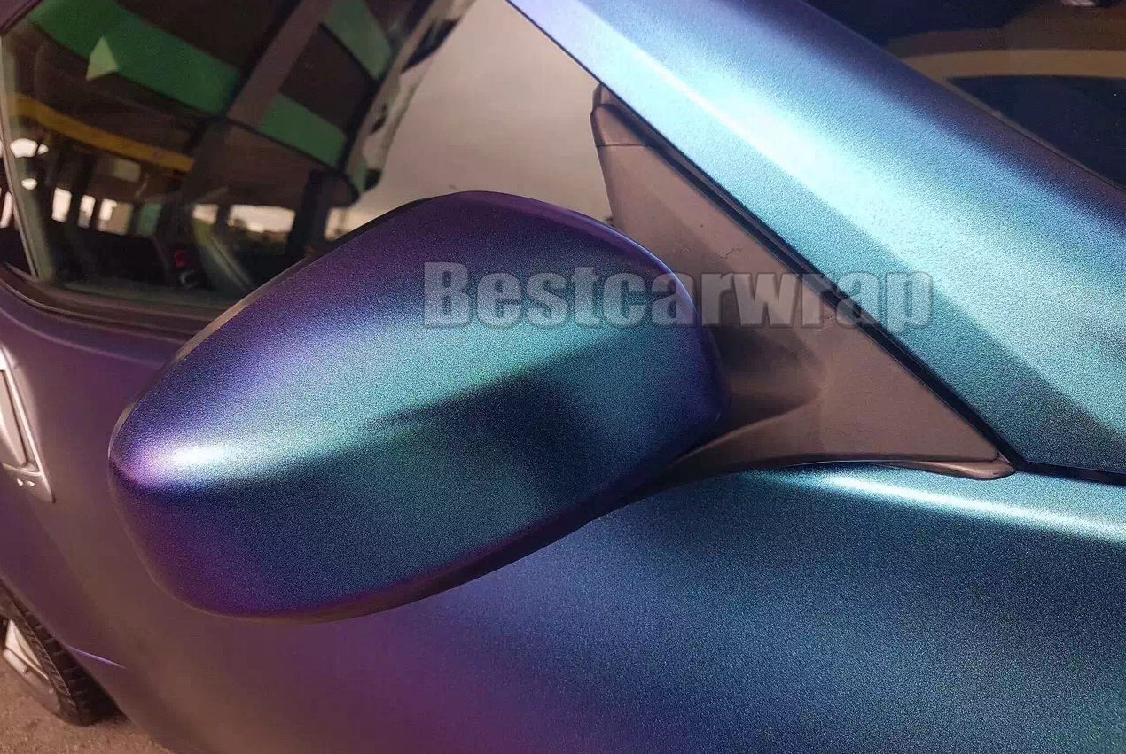 3D Blue to Purple Matte Chameleon metallic Vinyl Wrap With Air Bubble Free starlight Car Wrapping film FLIP FLOP 1.52x20m/Roll 4.98x66ft
