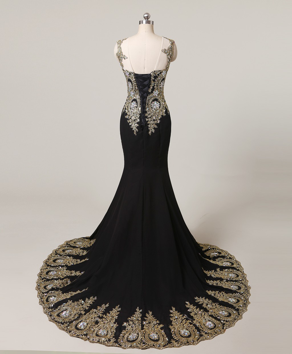 new black blue long lace mermaid formal evening dresses scoop crystal lace up pageant prom party gown stock q15