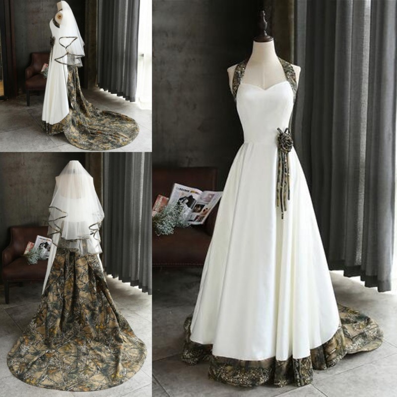 Camo Wedding Dresses with Veils Vintage Fashion Custom Made Chapel Train Cheap Bridal Gowns with Elbow Length Bridal veils Two Piece Set, Silver
Camo Wedding Dresses with Veils Vintage Fashion Custom Made Chapel Train Cheap Bridal Gowns with Elbow Length Bridal veils Two Piece Set, Silver