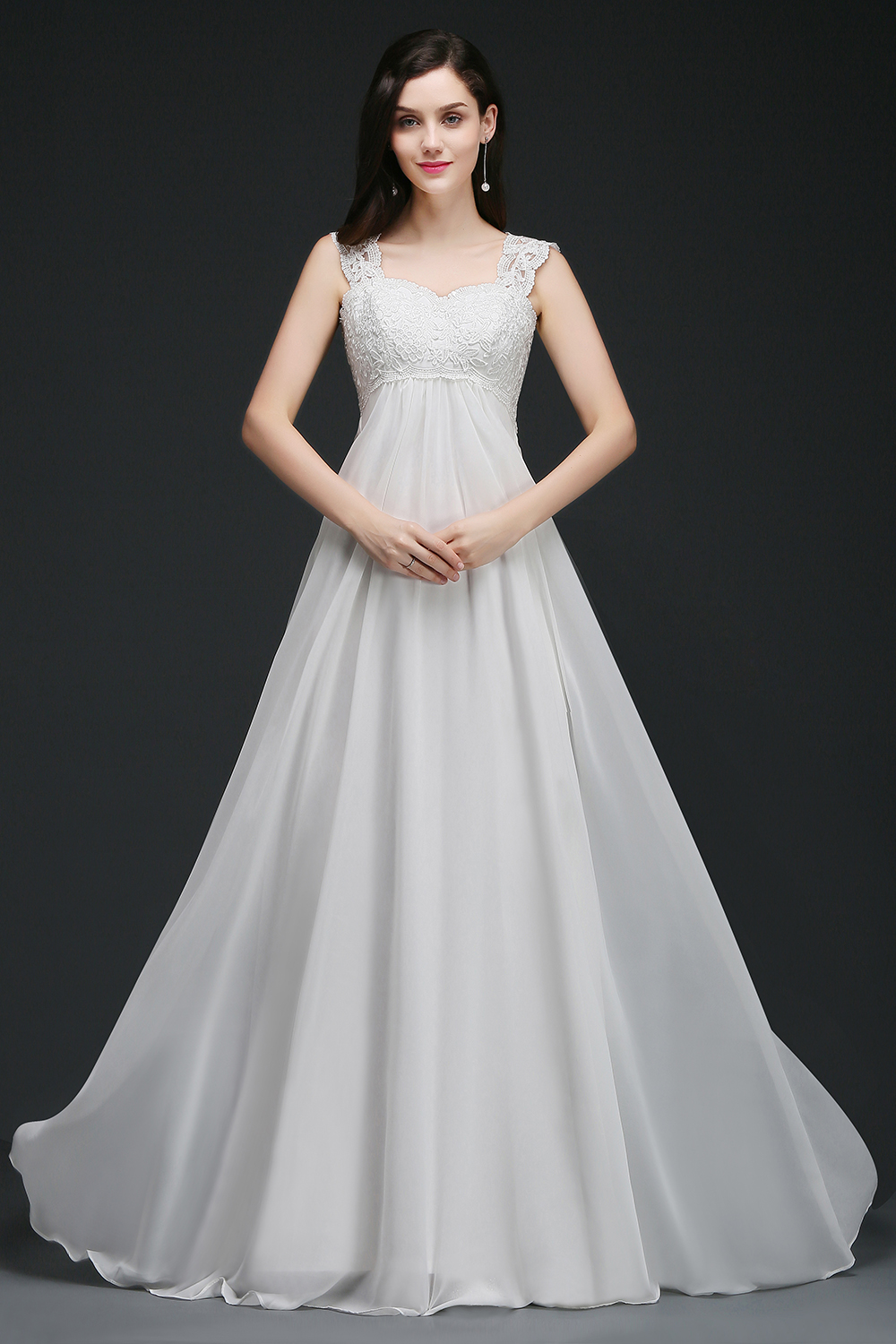 Empire Long Chiffon Party Lace Top Elegant A E Garden Dresses Summer Beach Wedding Gowns Robe Cps732 329 6660311