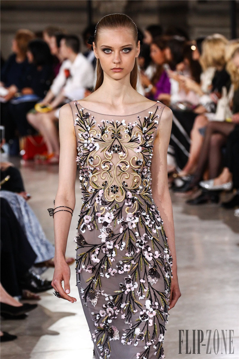 Elegant Georges Hobeika Dresses Evening Wear 3D Floral Appliques Sheer Jewel Neck Beaded Mermaid Evening Gowns Floor Length Formal Dress