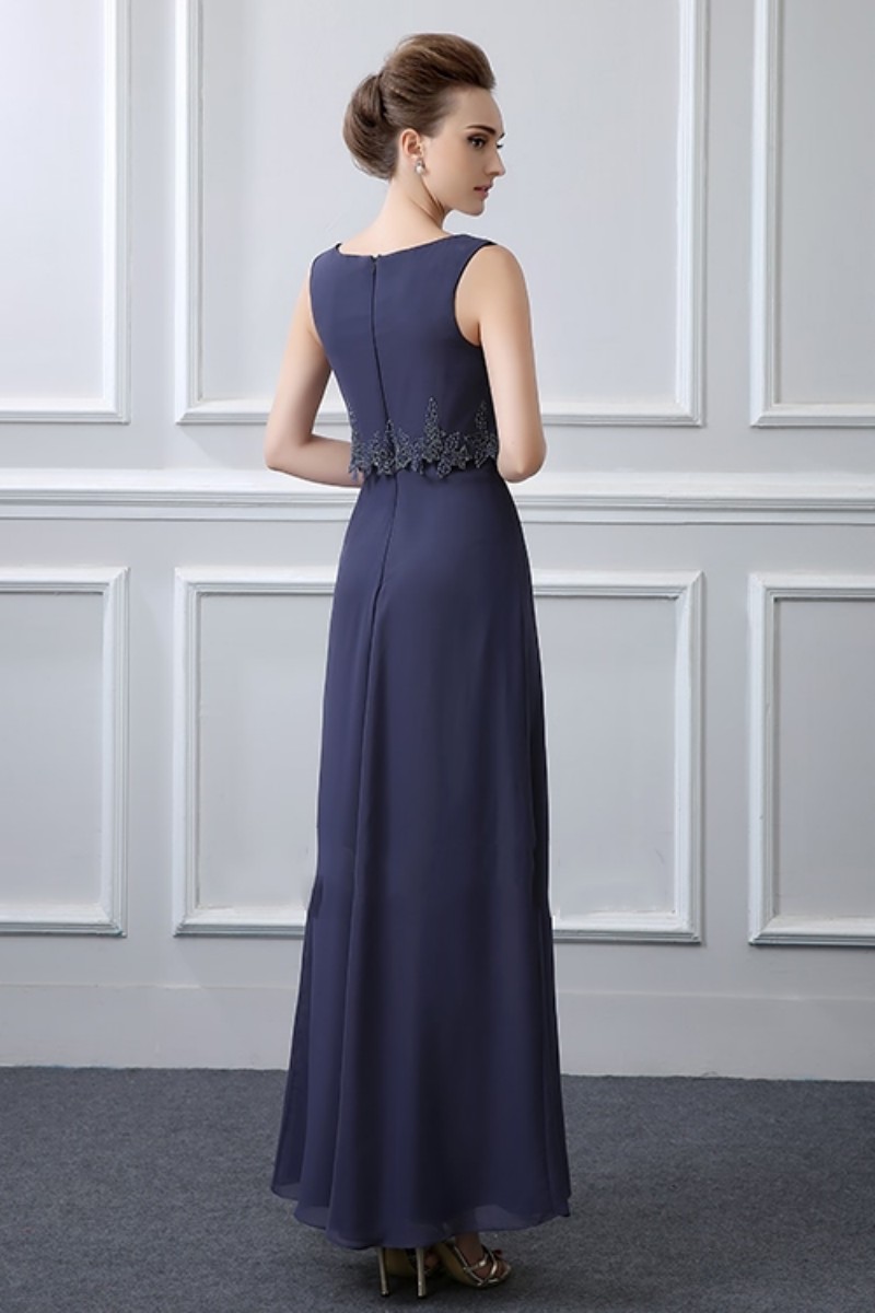 Lace Applique Mother Of The Bride Dresses With Jacket Chiffon Floor Length Mother Bride Dress Long Sleeve Plus Size Mother Of Groom Gowns