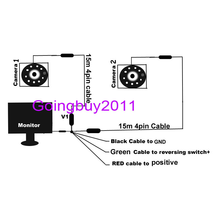 2x 4Pin 18 LED IR Car Reversing Camera Free 15m Cable + 9" LCD Monitor for Bus Truck Fast shipping