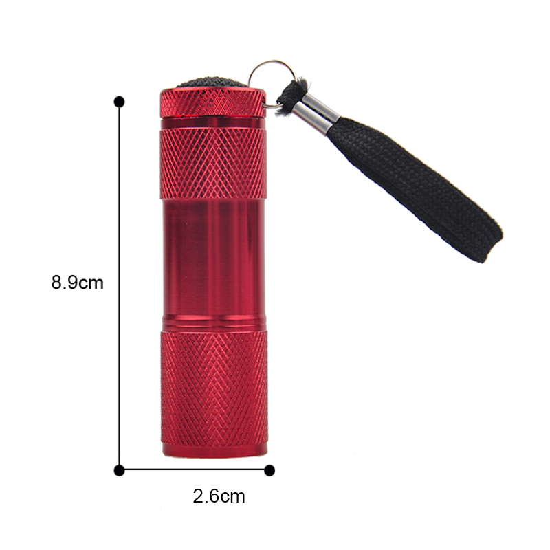 Aluminum Alloy Portable UV Flashlight Violet Light 9 LED 30LM Torch Lamp Mini 4 Color